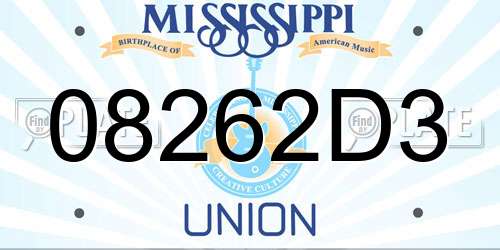 08262D3 Mississippi License Plate