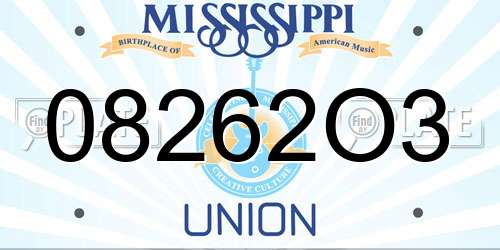 08262O3 Mississippi License Plate