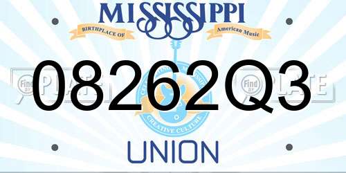 08262Q3 Mississippi License Plate