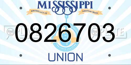 0826703 Mississippi License Plate