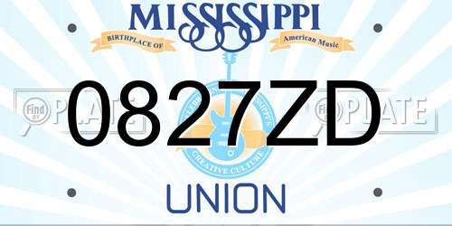 0827ZD Mississippi License Plate