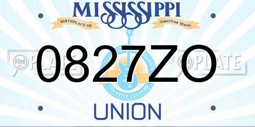 0827ZO Mississippi License Plate