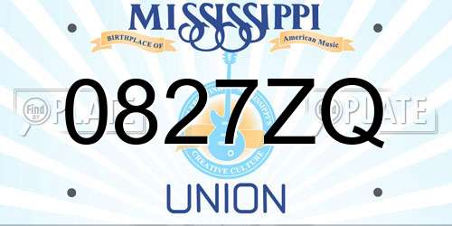 0827ZQ Mississippi License Plate