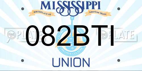 082BTI Mississippi License Plate