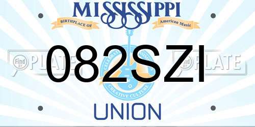 082SZI Mississippi License Plate