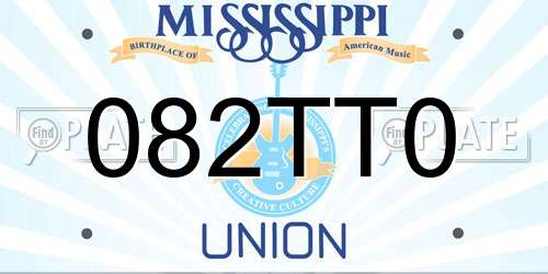 082TT0 Mississippi License Plate
