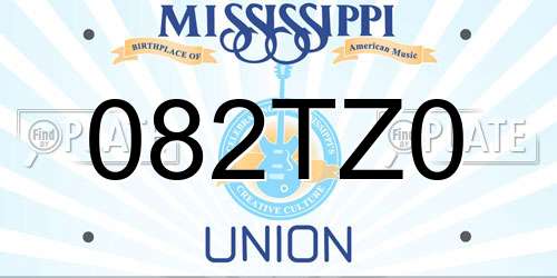 082TZ0 Mississippi License Plate