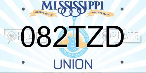082TZD Mississippi License Plate