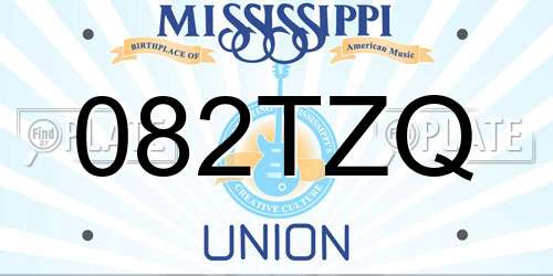 082TZQ Mississippi License Plate