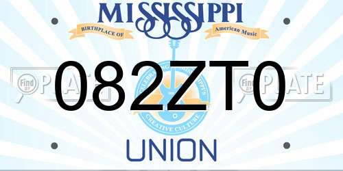 082ZT0 Mississippi License Plate