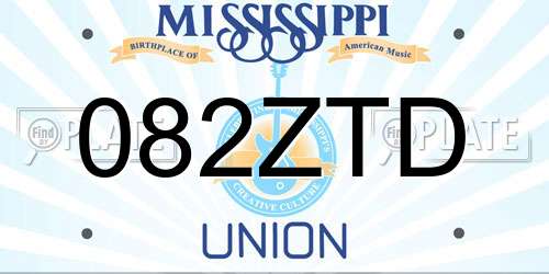 082ZTD Mississippi License Plate
