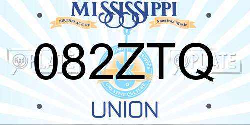 082ZTQ Mississippi License Plate