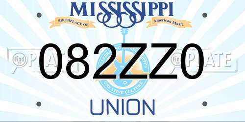 082ZZ0 Mississippi License Plate