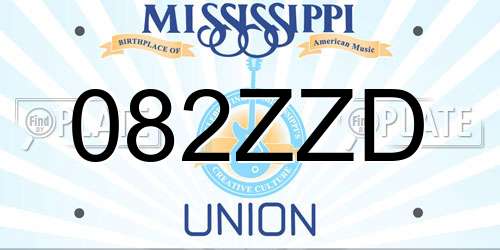 082ZZD Mississippi License Plate
