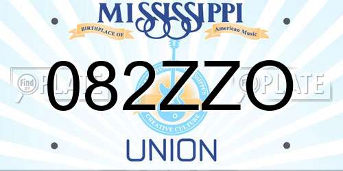 082ZZO Mississippi License Plate