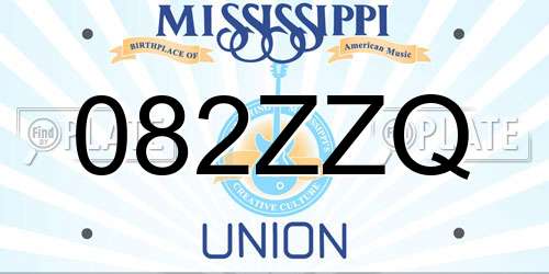 082ZZQ Mississippi License Plate