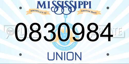 0830984 Mississippi License Plate