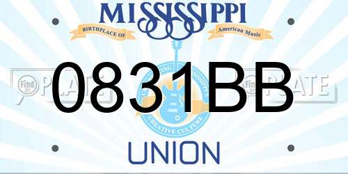 0831BB Mississippi License Plate