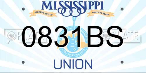 0831BS Mississippi License Plate