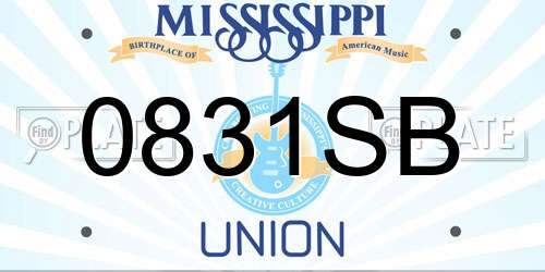 0831SB Mississippi License Plate