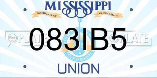 083IB5 Mississippi License Plate