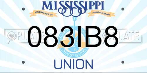 083IB8 Mississippi License Plate