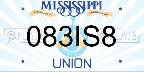 083IS8 Mississippi License Plate