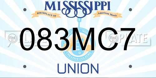 083MC7 Mississippi License Plate