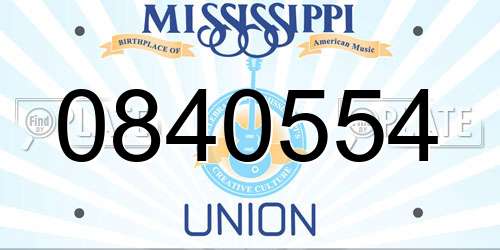 0840554 Mississippi License Plate