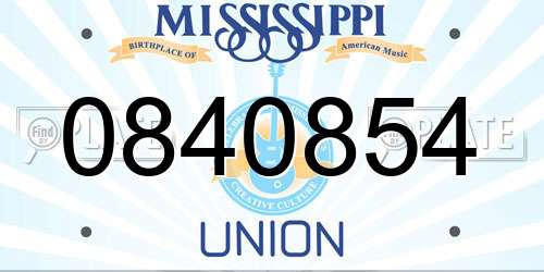 0840854 Mississippi License Plate
