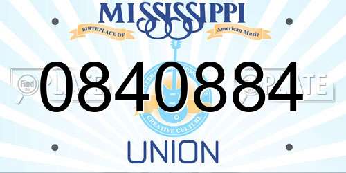 0840884 Mississippi License Plate
