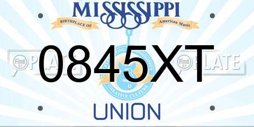 0845XT Mississippi License Plate