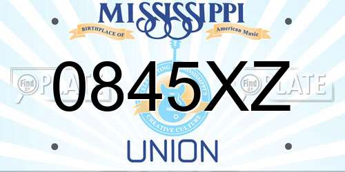 0845XZ Mississippi License Plate