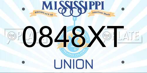 0848XT Mississippi License Plate