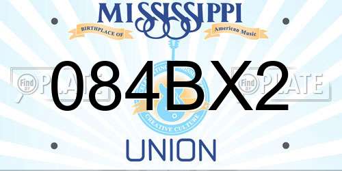 084BX2 Mississippi License Plate