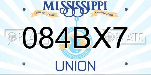 084BX7 Mississippi License Plate