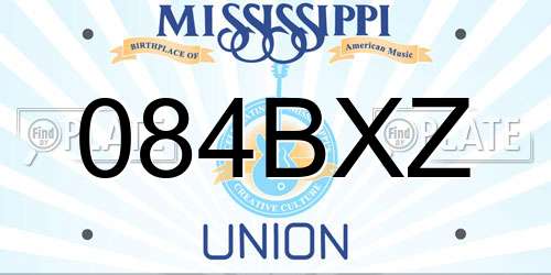 084BXZ Mississippi License Plate