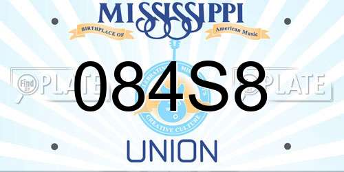 084S8 Mississippi License Plate