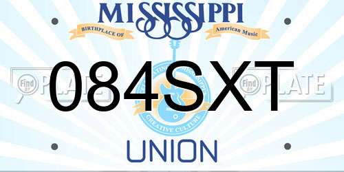 084SXT Mississippi License Plate