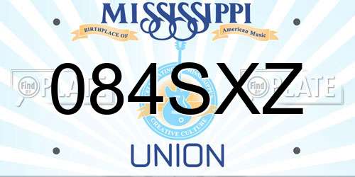 084SXZ Mississippi License Plate