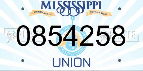 0854258 Mississippi License Plate
