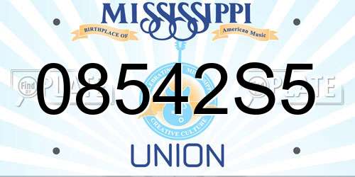 08542S5 Mississippi License Plate