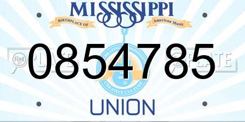0854785 Mississippi License Plate