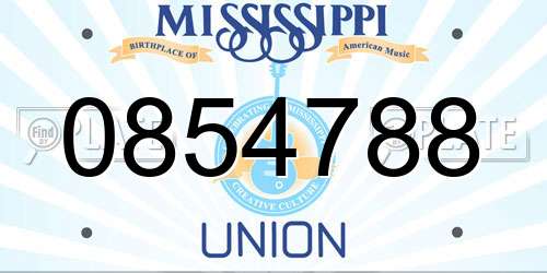 0854788 Mississippi License Plate