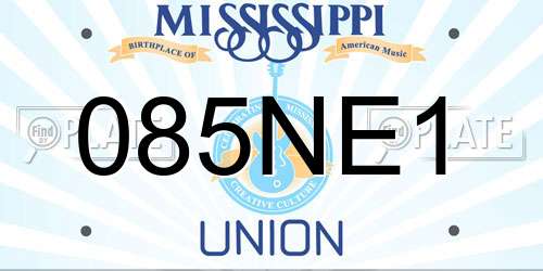 085NE1 Mississippi License Plate