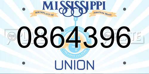 0864396 Mississippi License Plate