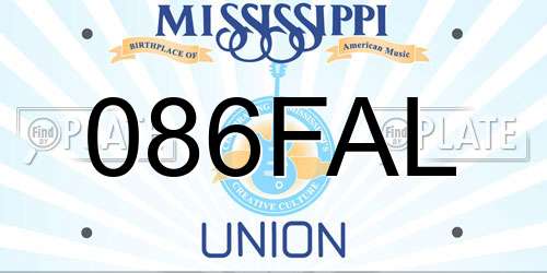 086FAL Mississippi License Plate
