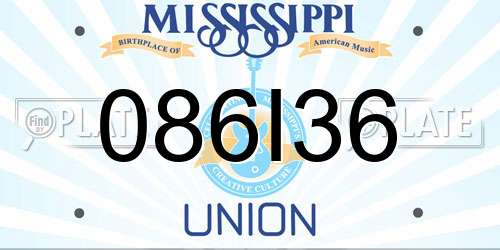 086I36 Mississippi License Plate