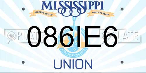086IE6 Mississippi License Plate