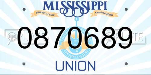 0870689 Mississippi License Plate